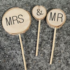 Charming Rustic Cake Toppers - MRS & MR
